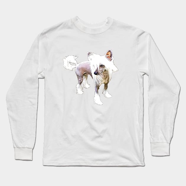 Chinese Crested Dog Long Sleeve T-Shirt by ElegantCat